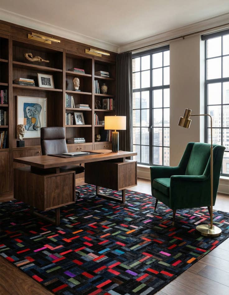 Detail image of  5' 1 x 7' 11 Cowhide - Patchwork Rug