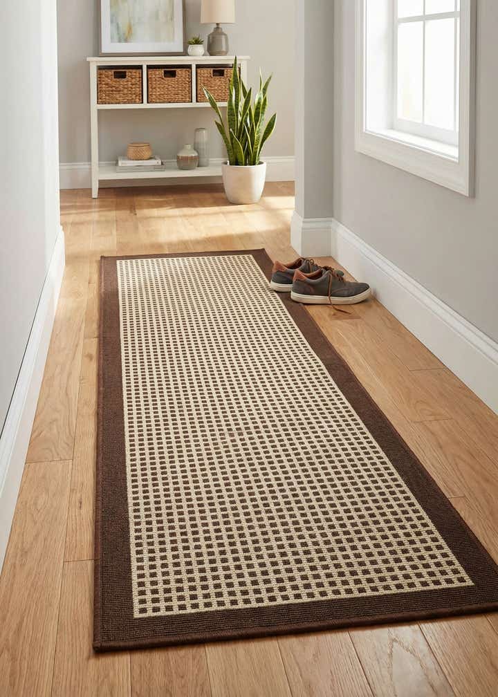 2' x 5' Easy-Clean Border Indoor / Outdoor Runner Rug