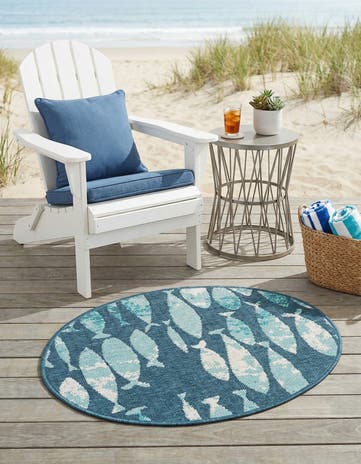 2' x 3' Easy-Clean Coastal Indoor / Outdoor Oval Rug