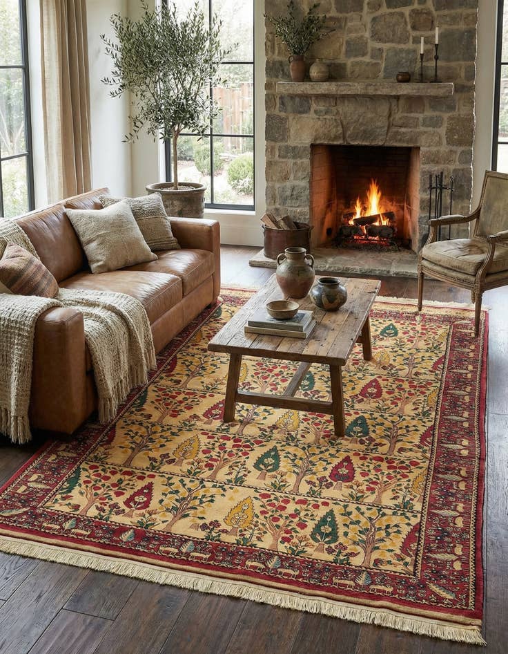 Detail image of 6' 5 x 9' 6  Hand Knotted Kurdish-Gabbe Persian Wool Rug