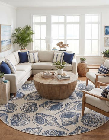 13' x 13' Easy-Clean Coastal Indoor / Outdoor Round Rug