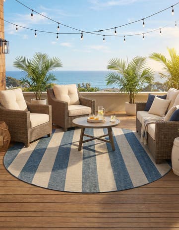 13' x 13' Easy-Clean Ribbon Indoor / Outdoor Round Rug