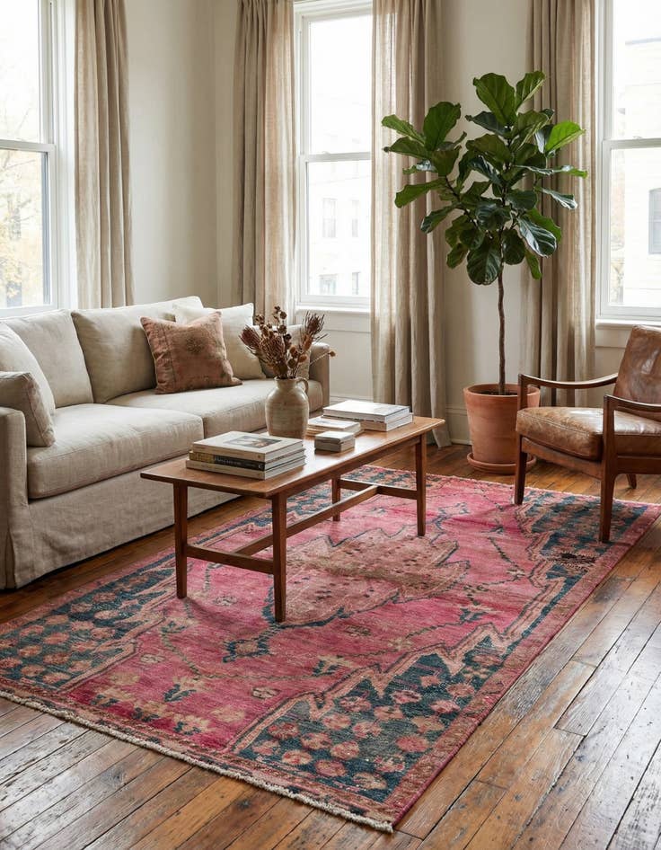 Detail image of 3' 7 x 7' 1  Hand Knotted Ultra Vintage Persian Wool Rug