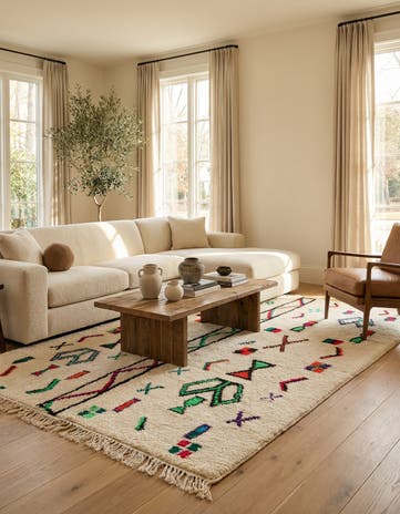 4' 8 x 8' Hand Knotted Moroccan Wool Rug