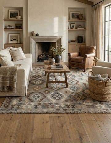 5' 5 x 6' 8 Hand Woven Kilim Maymana Wool Rug