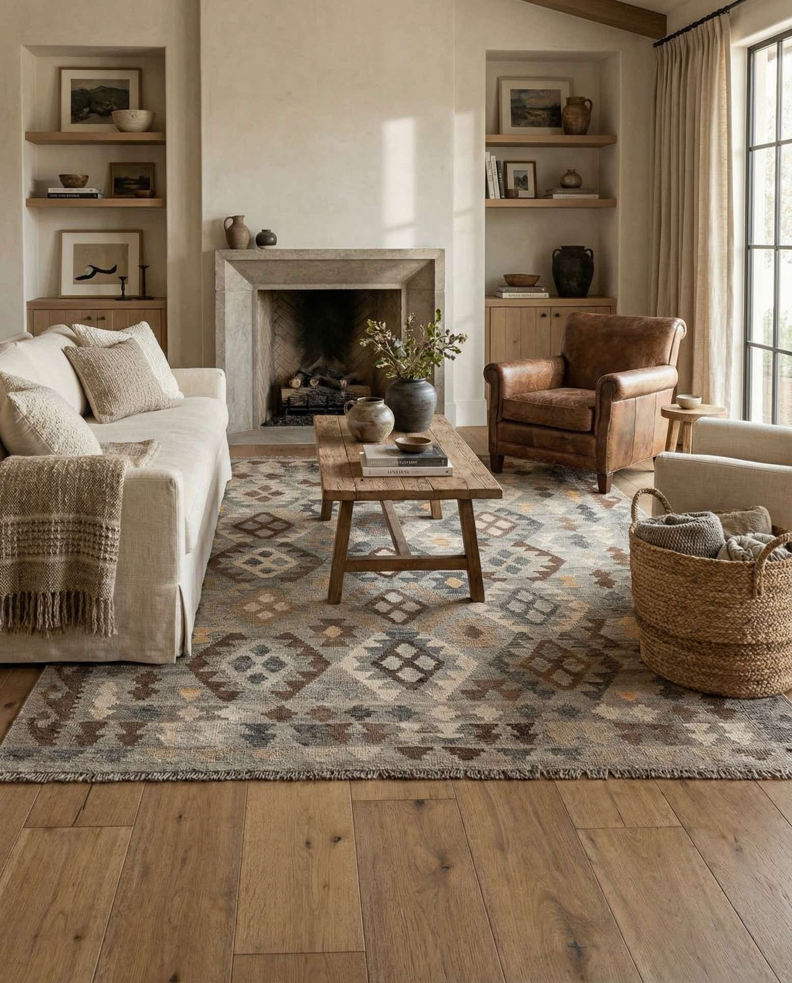 5' 5 x 6' 8 Hand Woven Kilim Maymana Wool Rug