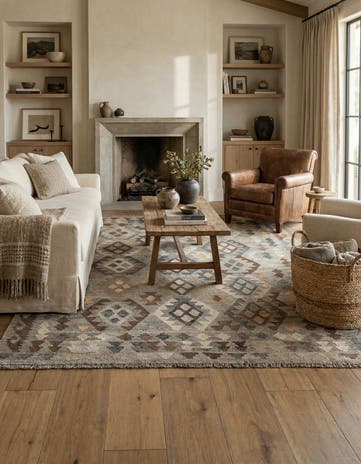 5' 5 x 6' 8 Hand Woven Kilim Maymana Wool Rug