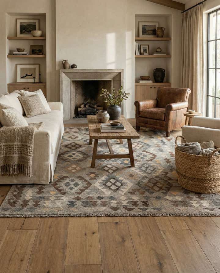 5' 5 x 6' 8 Hand Woven Kilim Maymana Wool Rug
