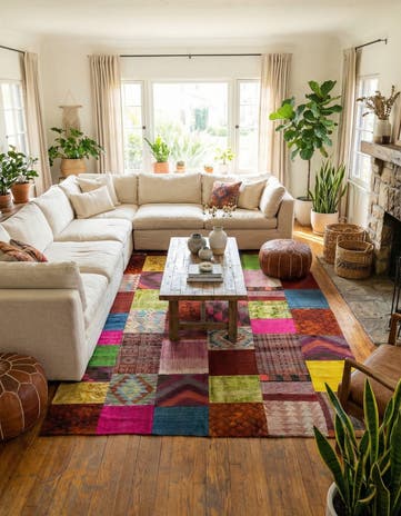 6' 6 x 9' 10 Hand Woven Kilim Patchwork Wool Rug