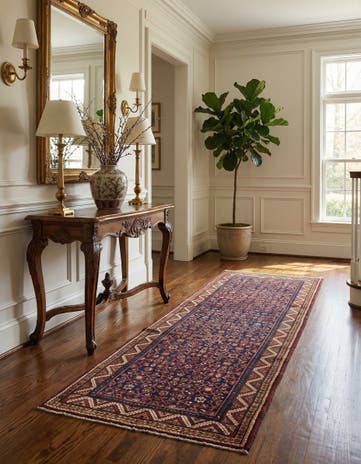 3' 5 x 9' 8 Hand Knotted Hossainabad Persian Wool Runner Rug