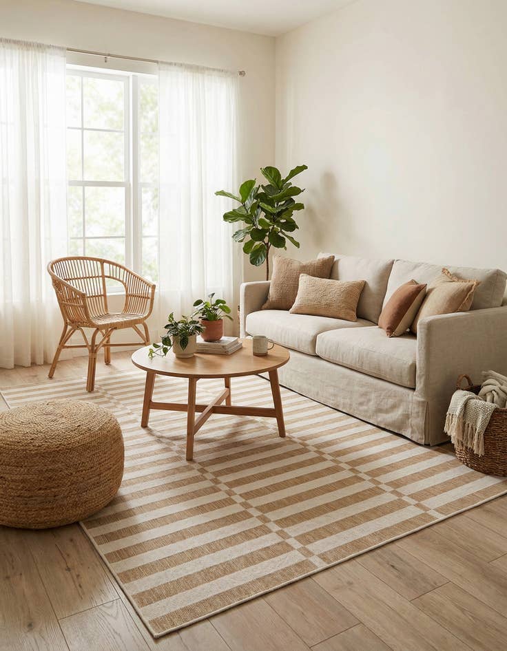 Detail image of 7' x 10'  Washable Striped Indoor / Outdoor Rug