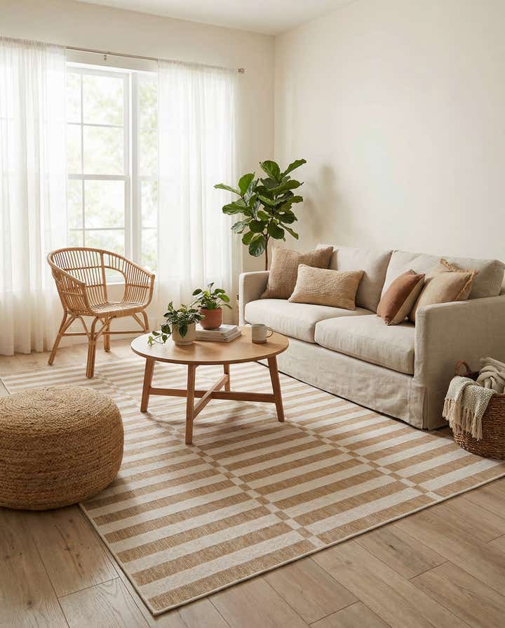 7' x 10' Easy-Clean Striped Indoor / Outdoor Rug