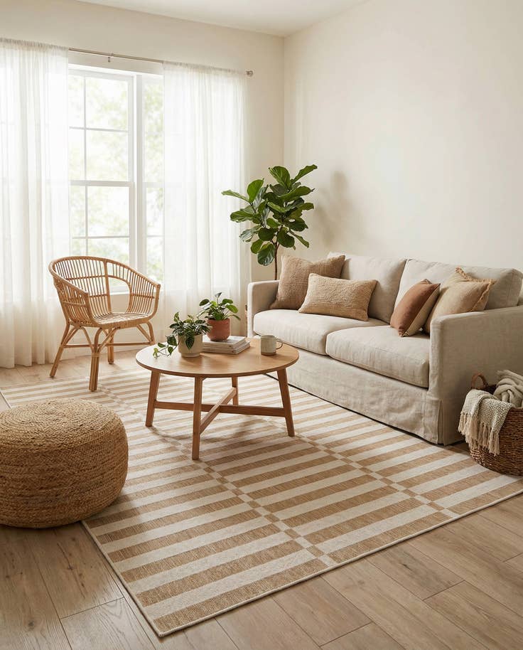 Detail image of 7' x 10' Easy-Clean Striped Indoor / Outdoor Rug