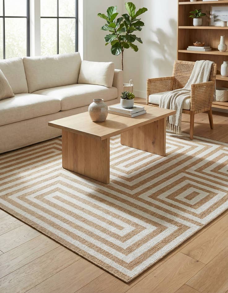 Detail image of 7' 10 x 7' 10  Washable Modern Indoor / Outdoor Square Rug