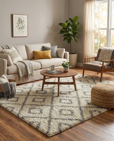  6' x 6' Lattice Shag Square Rug