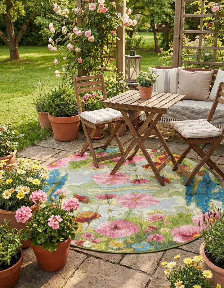 4' x 4' Easy-Clean Botanical Indoor / Outd...