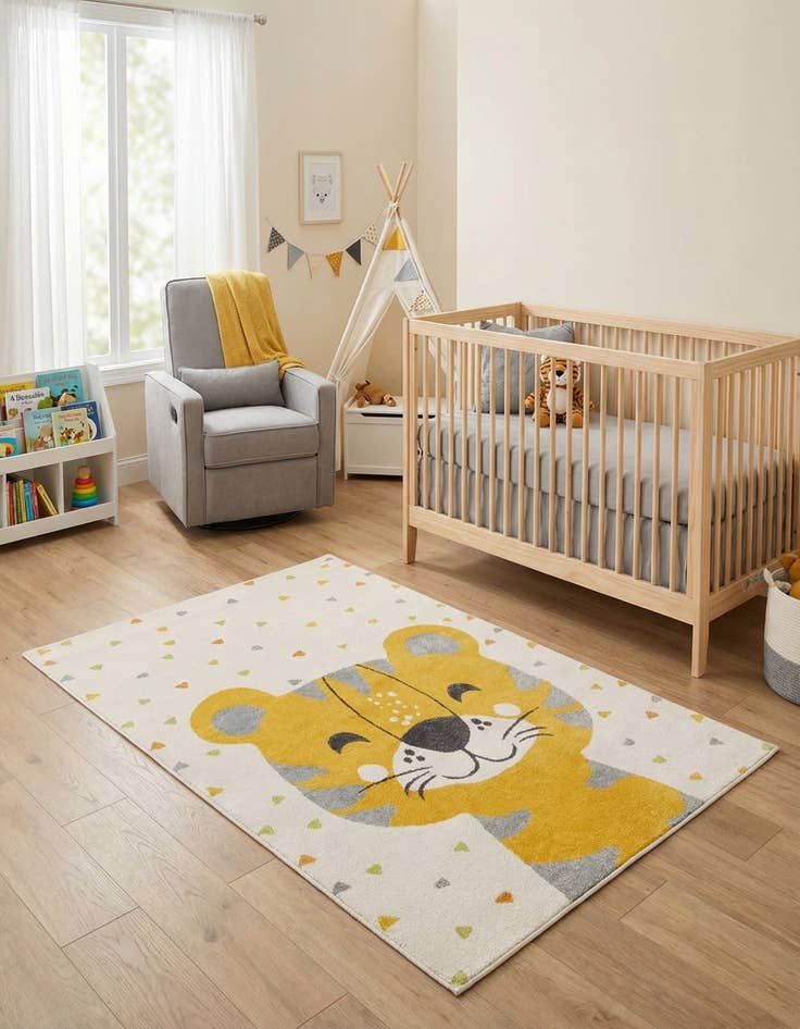 Detail image of  5' 3 x 8' Tiger Whimsy Kids Rug