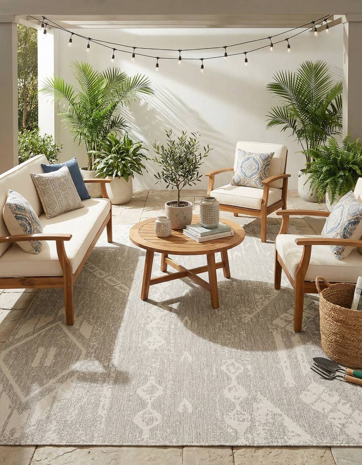 Detail image of 7' x 10'  Washable Bohemian Indoor / Outdoor Rug