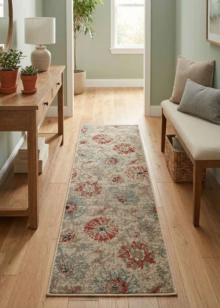 2' x 6' Easy-Clean Botanical Indoor / Outdoor Runner Rug