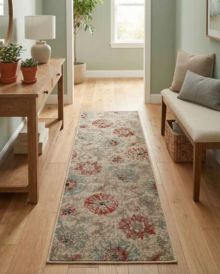 2' x 6' Easy-Clean Botanical Indoor / Outdoor Runner Rug