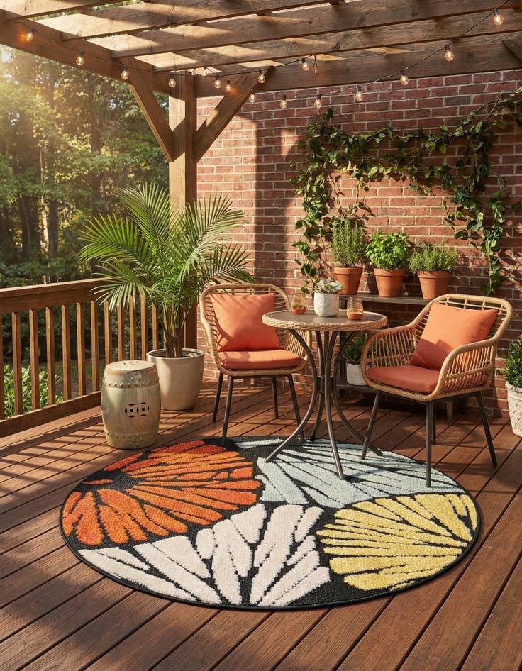 Detail image of 3' x 3'  Washable Casablanca Indoor / Outdoor Round Rug