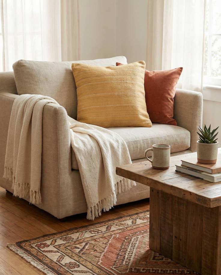 Detail image of 1' 7 x 1' 8 Hand Woven Pillow Wool Square Rug
