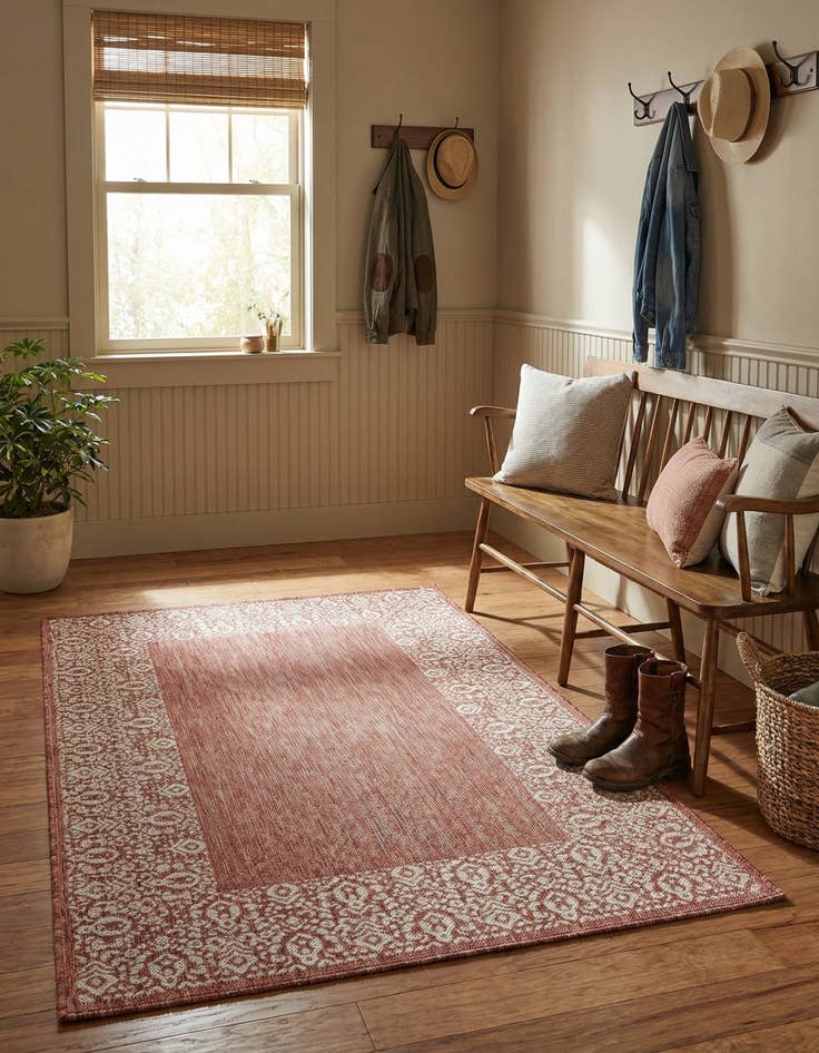 Detail image of 4' x 6'  Washable Border Indoor / Outdoor Rug