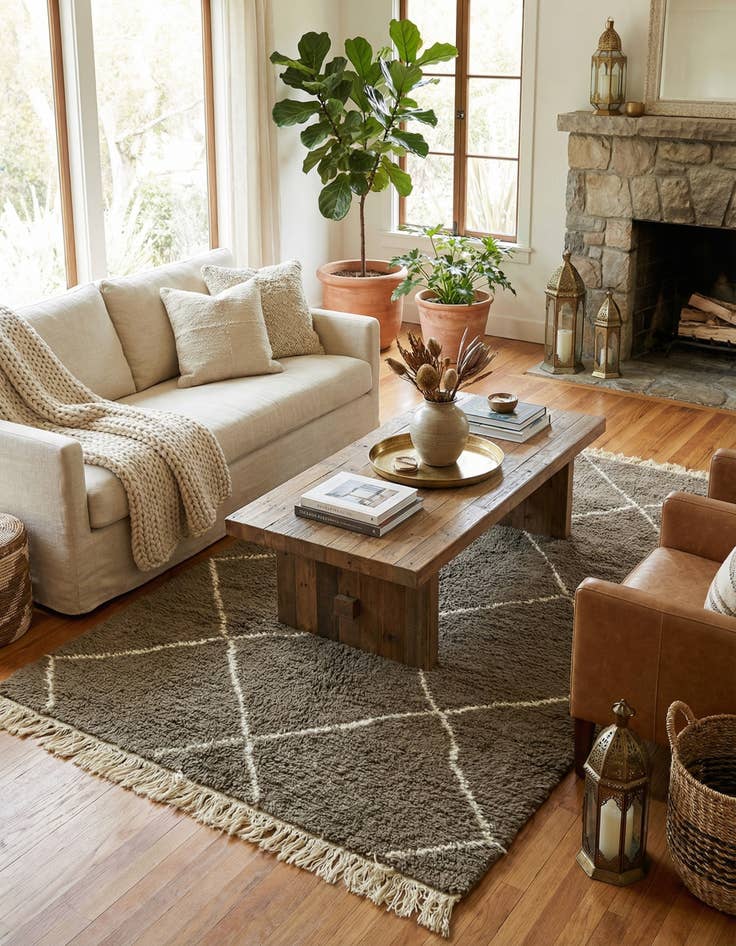 Detail image of 4' 9 x 7' 3  Hand Knotted Moroccan Wool Rug