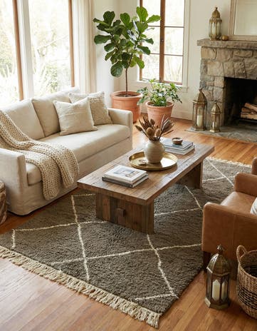4' 9 x 7' 3 Hand Knotted Moroccan Wool Rug