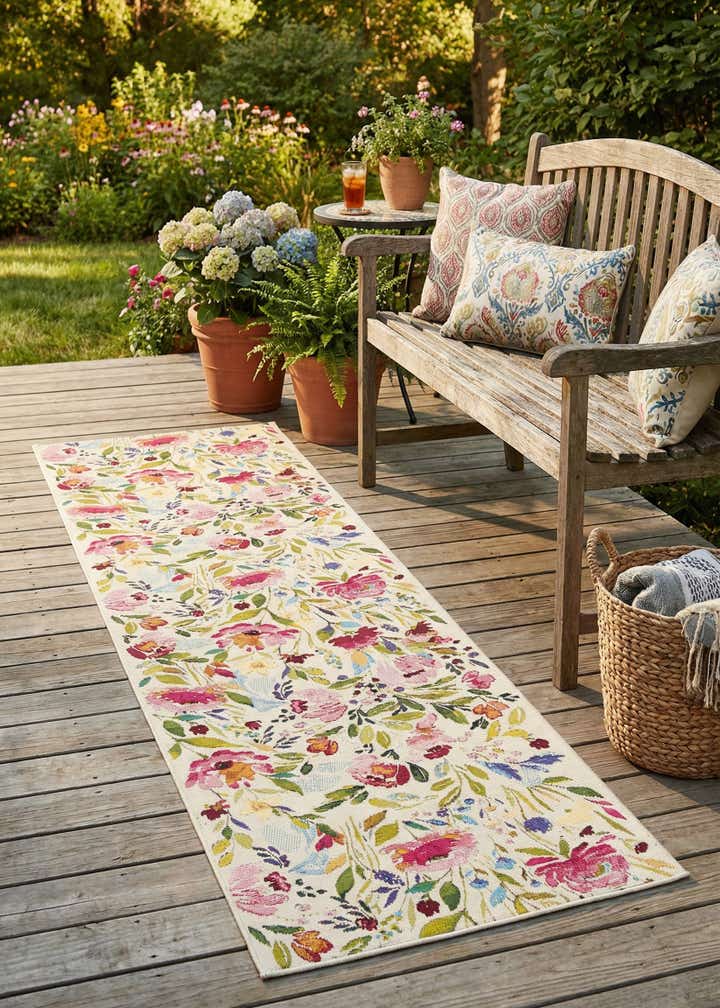 2' 7 x 10' Easy-Clean Botanical Indoor / Outdoor Runner Rug