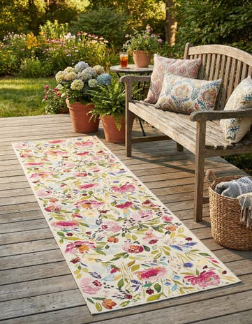 2' 7 x 10' Easy-Clean Botanical Indoor / Outdoor Runner Rug