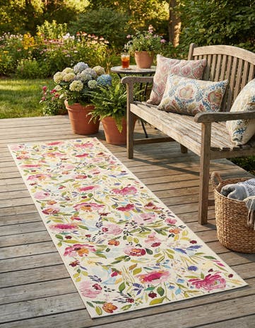 2' 7 x 10' Easy-Clean Botanical Indoor / Outdoor Runner Rug