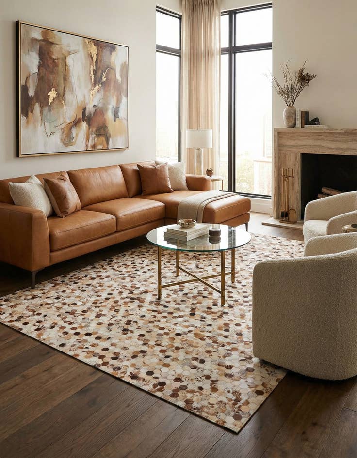 Detail image of  8' 1 x 10' Cowhide Leather Rug