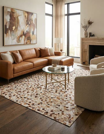8' 1 x 10' Cowhide Leather Rug