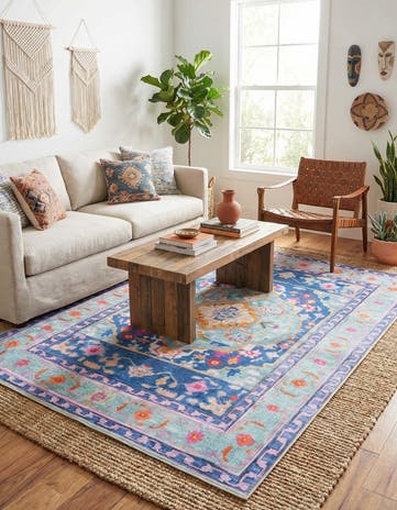 Blue Washable Timeless Rug
