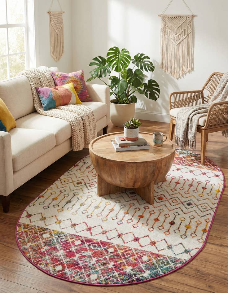 Detail image of  5' 3 x 8' Moroccan Trellis Oval Rug