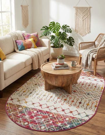 5' 3 x 8' Moroccan Trellis Oval Rug