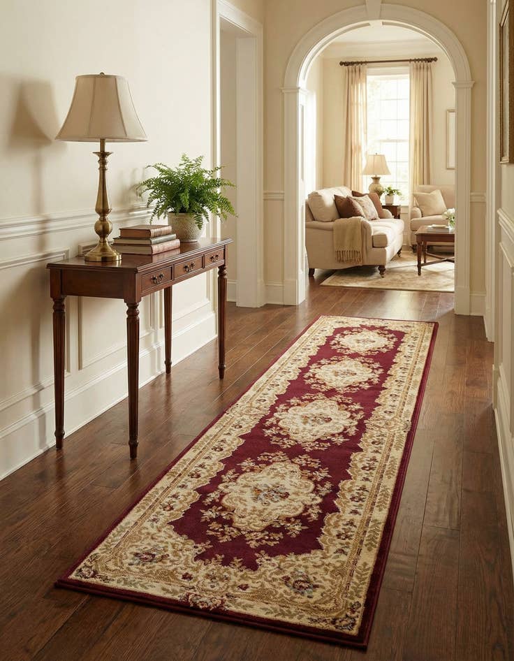 Detail image of 2' 7 x 13' Classic Aubusson Runner Rug