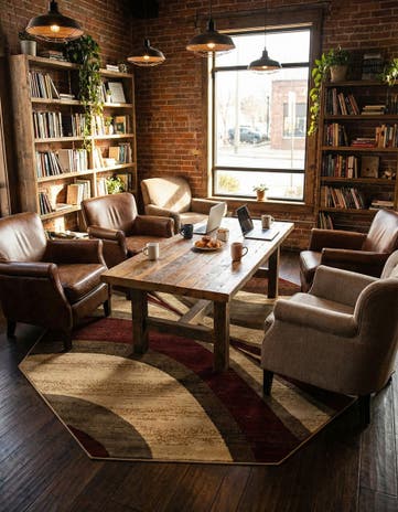 Beige Cafe Octagon Rug