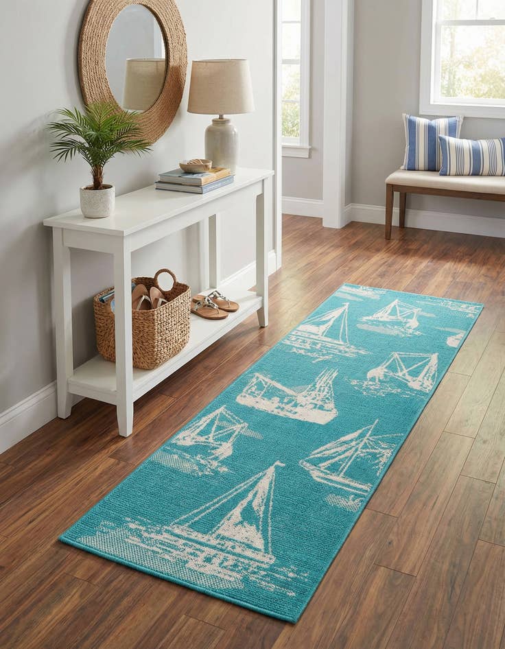 Detail image of 2' x 6' Easy-Clean Coastal Indoor / Outdoor Runner Rug