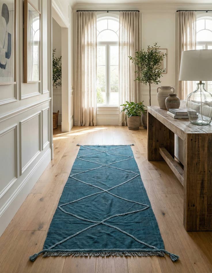 Detail image of 3' 6 x 10'  Hand Woven Kilim Modern Wool Runner Rug