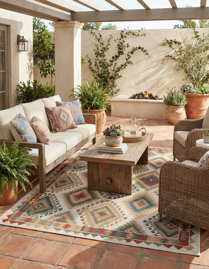 Detail image of 7' 10 x 10'  Washable Baja Indoor / Outdoor Rug