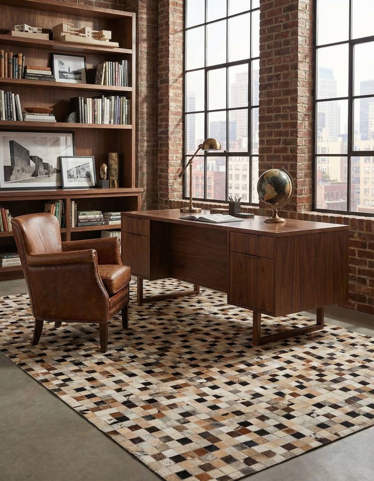 Detail image of 5' 1 x 8' 1 Cowhide - Patchwork Rug