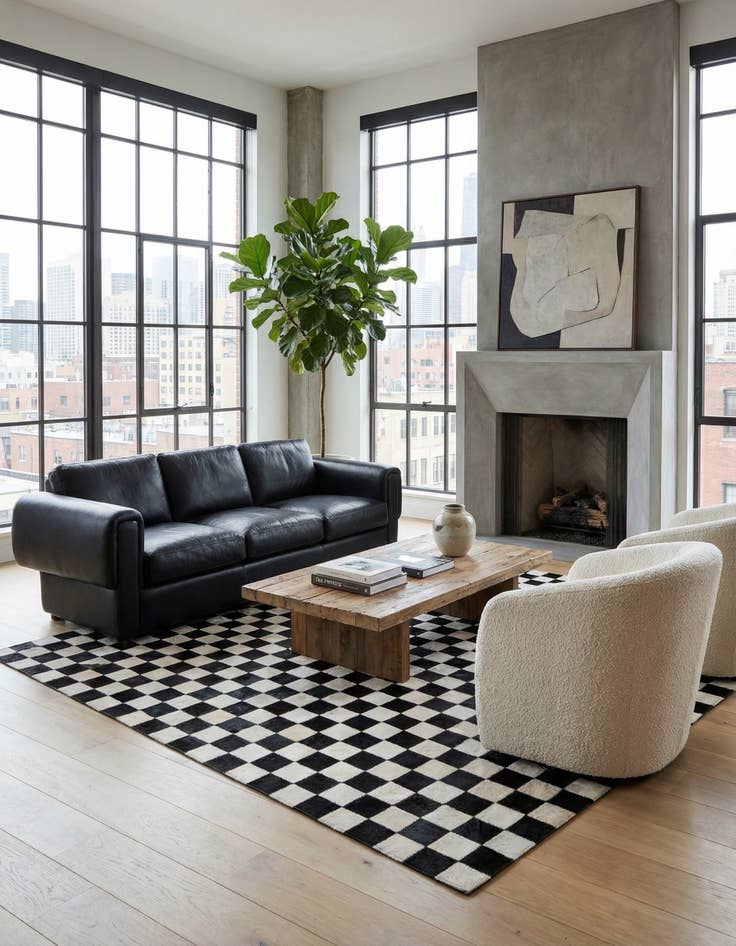 Detail image of  5' 1 x 8' Cowhide Leather Rug