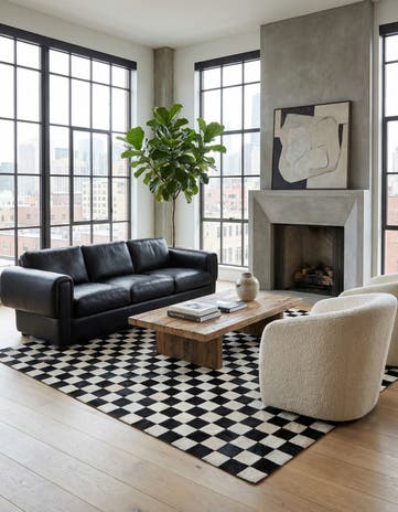 5' 1 x 8' Cowhide Leather Rug