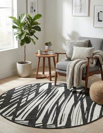 4' x 4' Easy-Clean Modern Indoor / Outdoor Round Rug
