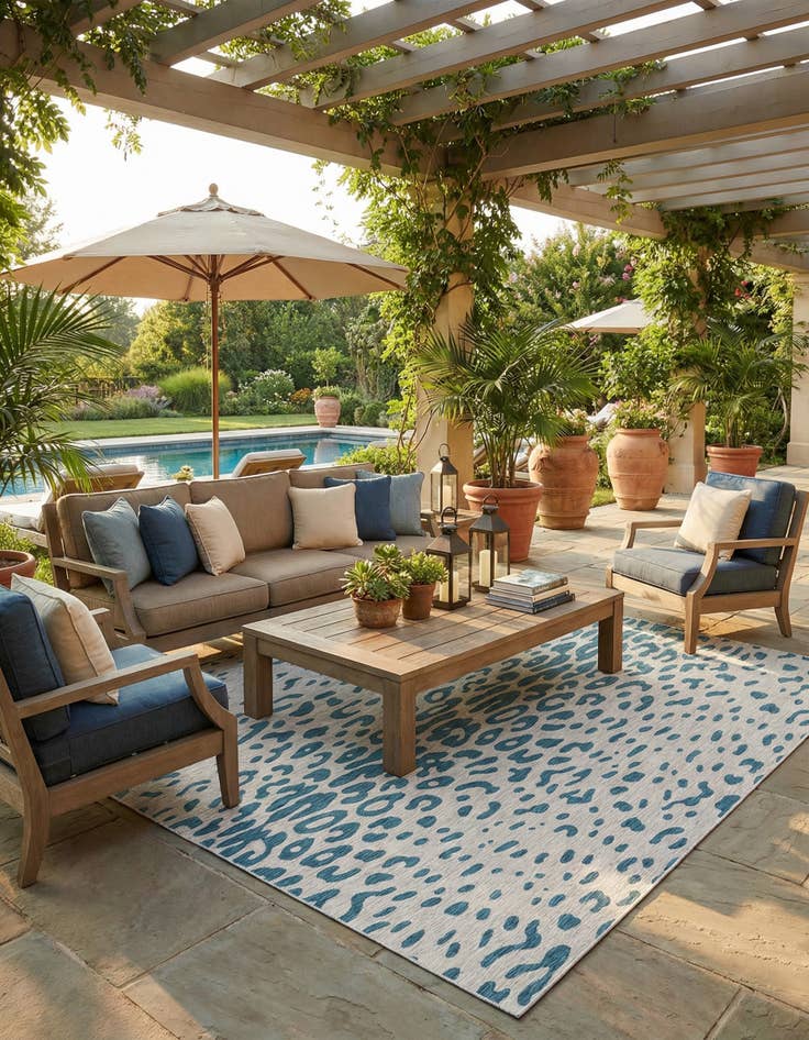 Detail image of 13' x 13'  Washable Safari Indoor / Outdoor Square Rug