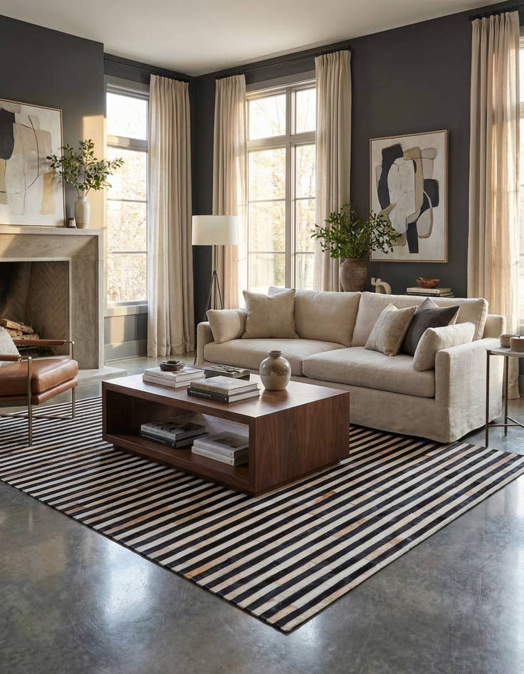 Detail image of 5' 1 x 8' Cowhide Leather Rug