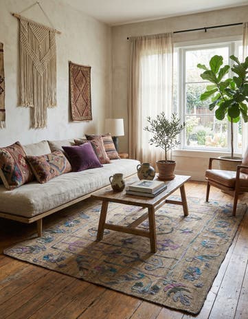 5' x 6' 6 Hand Woven Kilim Suzani Wool Rug