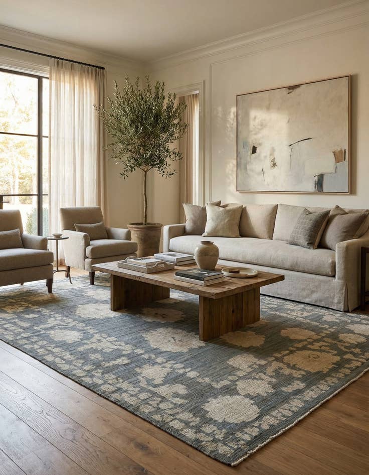 Detail image of 10' x 14'  Hand Knotted Oushak Wool Rug